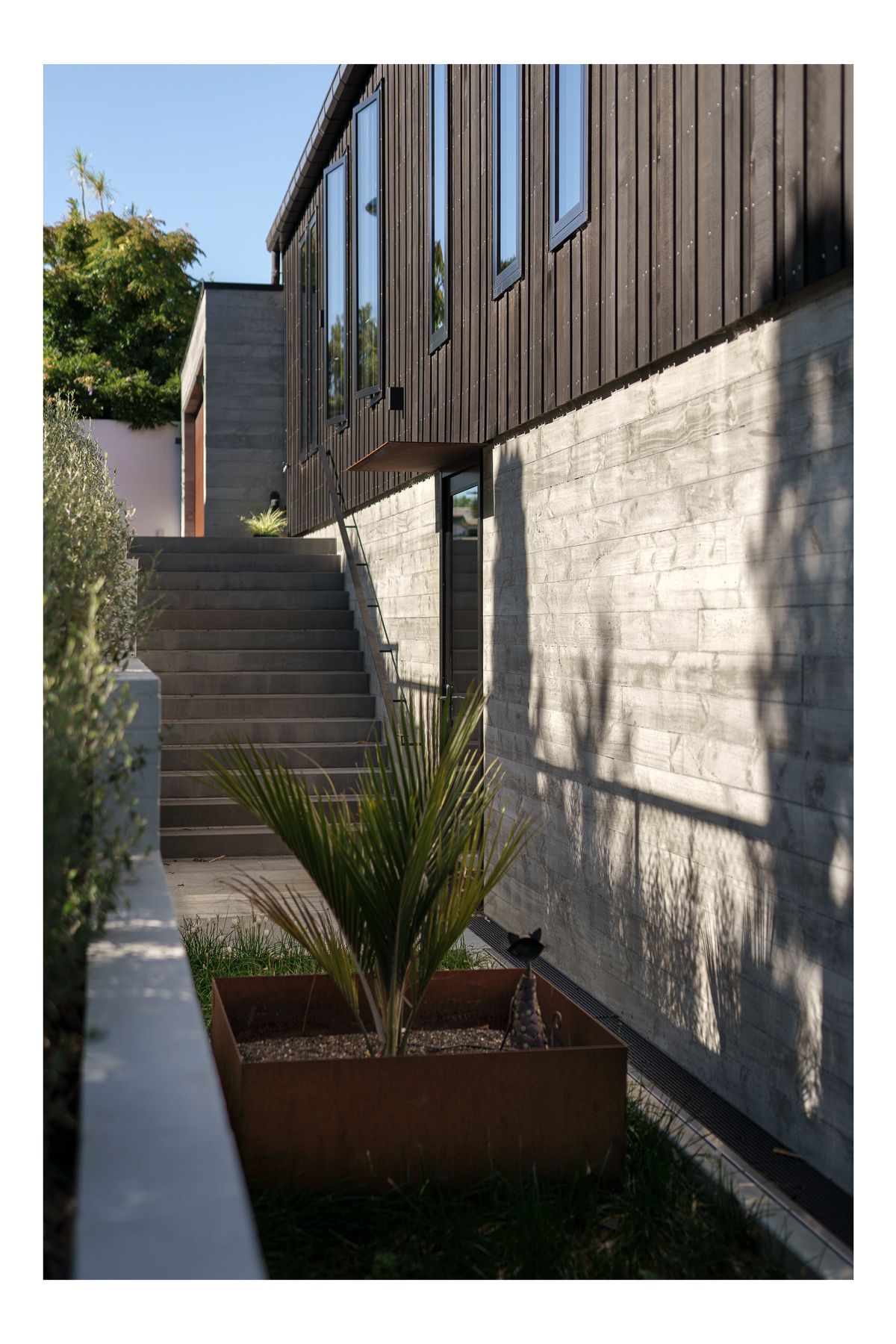 The house was positioned so a driveway could fit down the side, in case of future development of the large site.