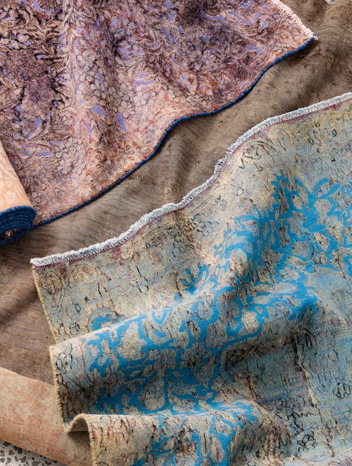 These Persian rugs from Tribe Home are given a new lease on life through overdyeing. Stylist: Karin Bochnik; Photographer: Dylan James.