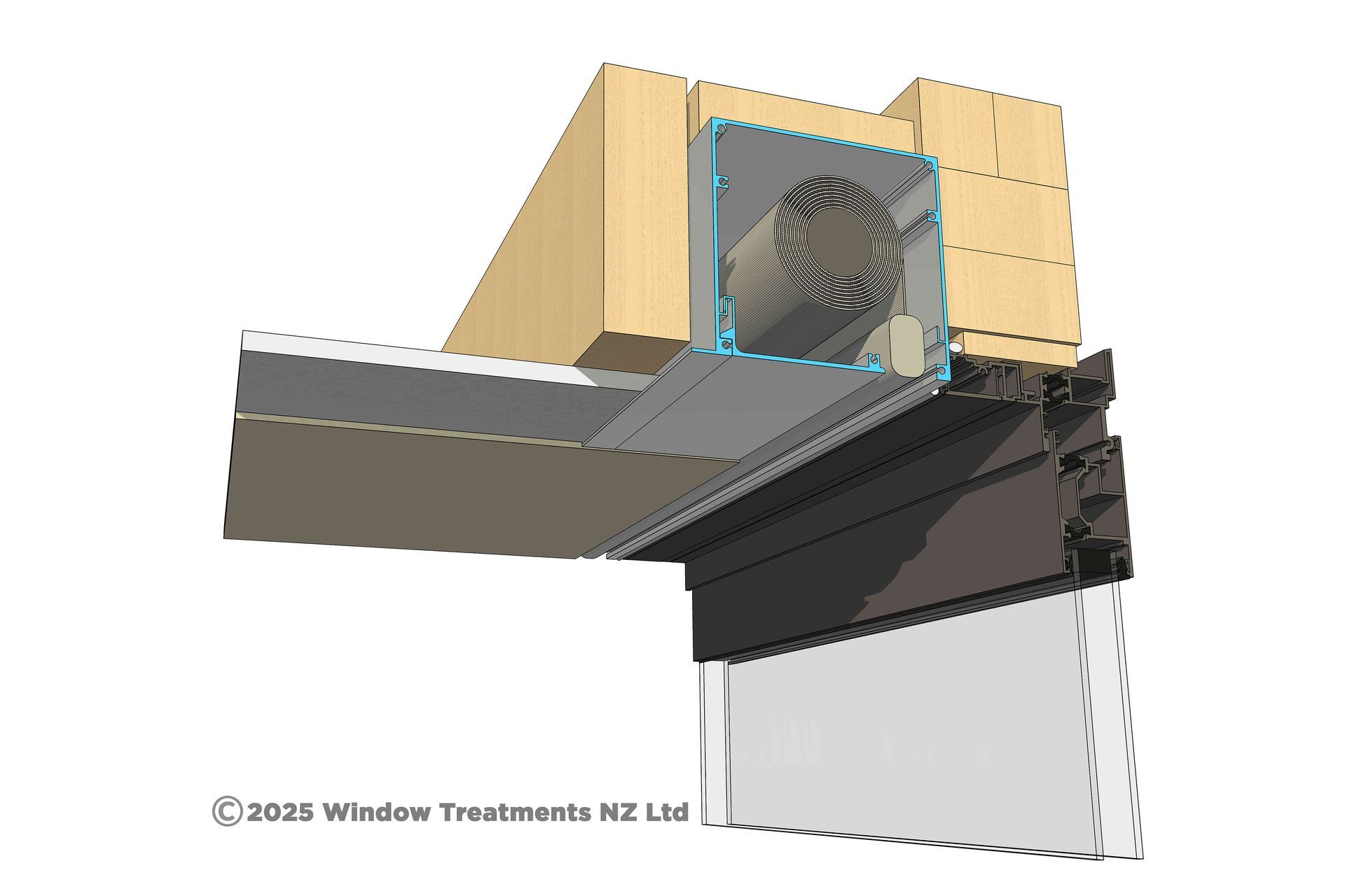 Single roller blind Recess Flush Box