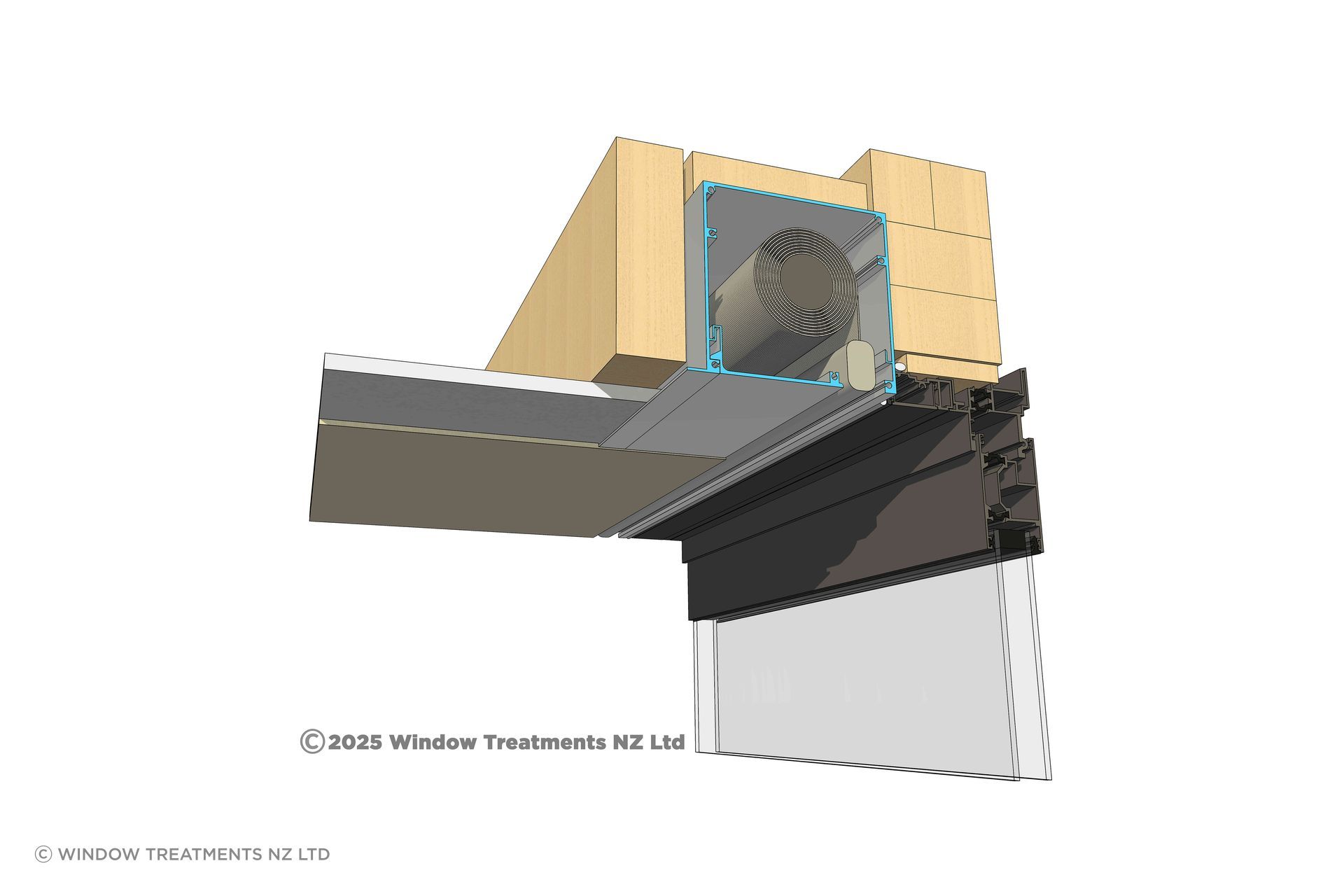 Single roller blind Recess Flush Box