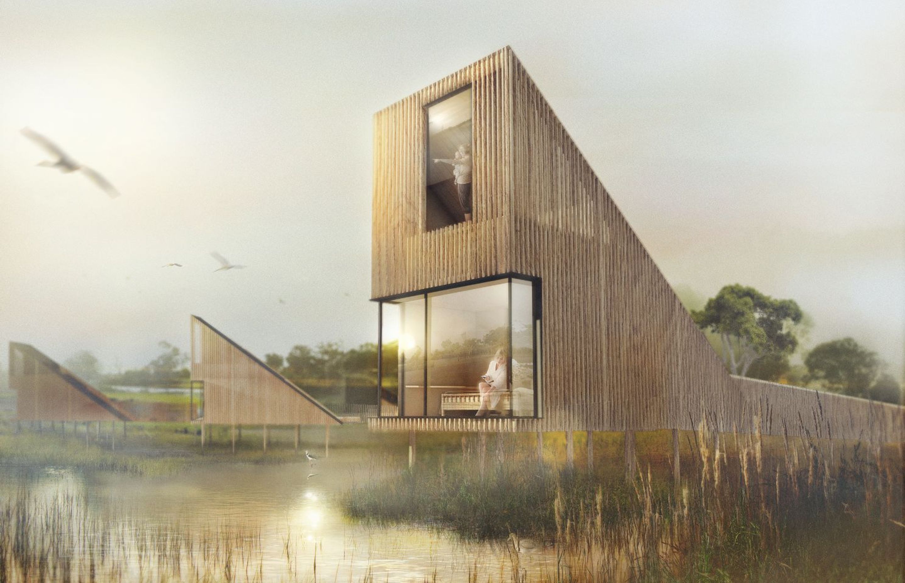 Cumulus Studio creates a dialogue between geometry and nature on the Murray River