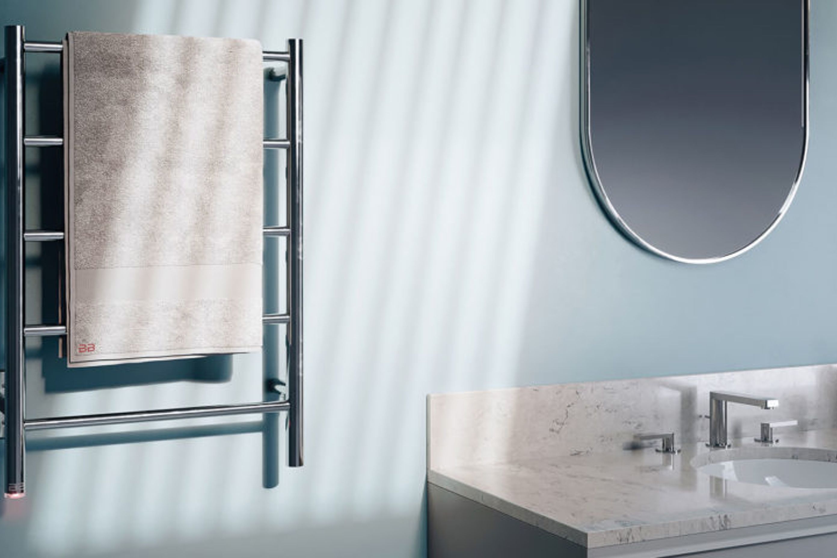 NATURAL 5 Bar 500mm heated towel rail with PTSelect Switch