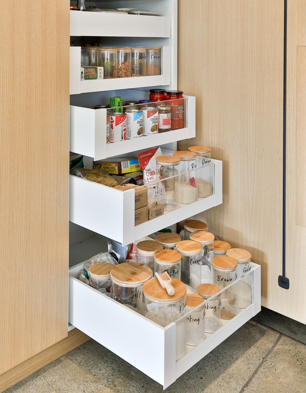 The oak dining table was inspiration for the new kitchen