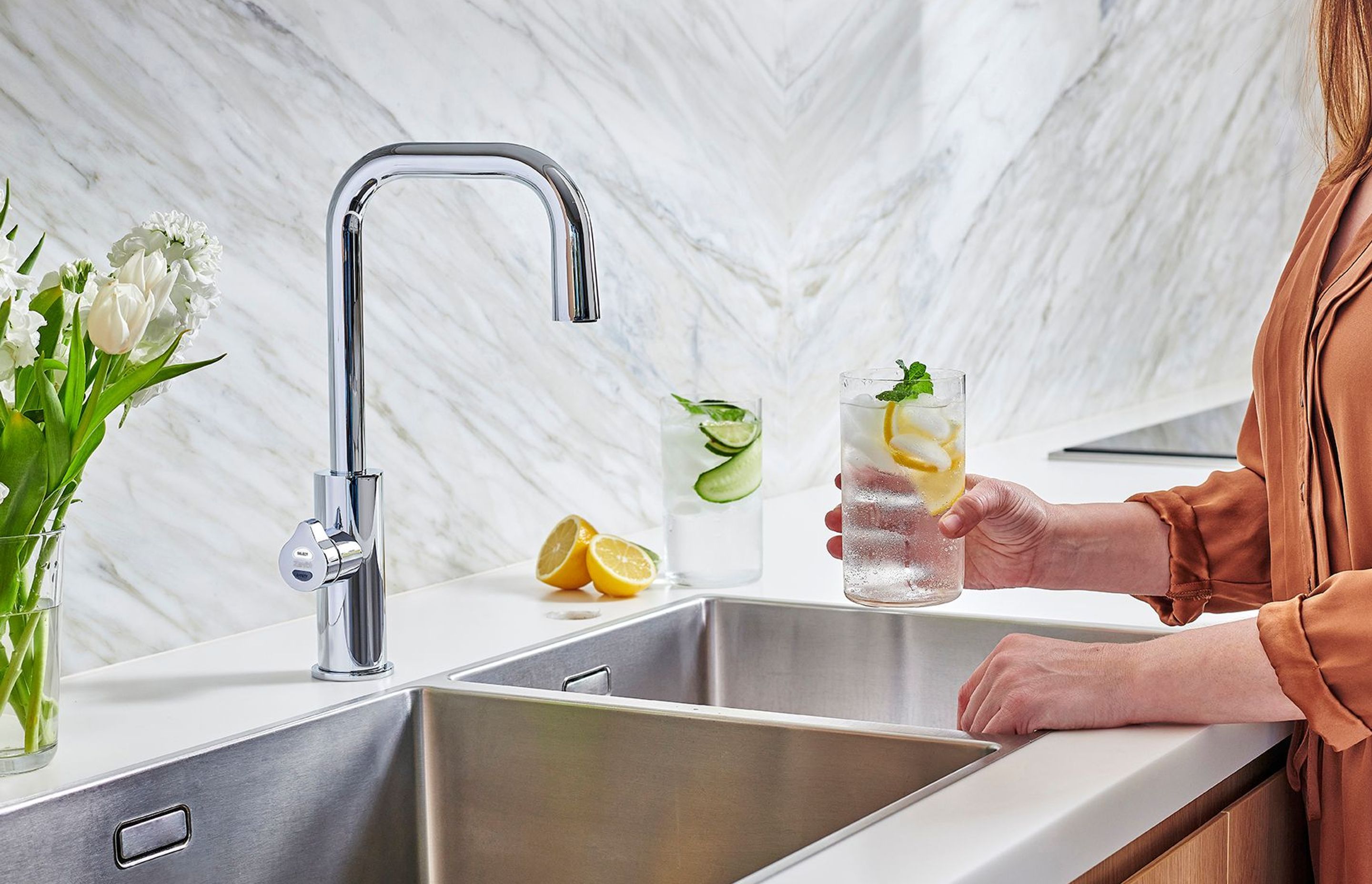 The HydroTap Cube Plus features a squared spout.