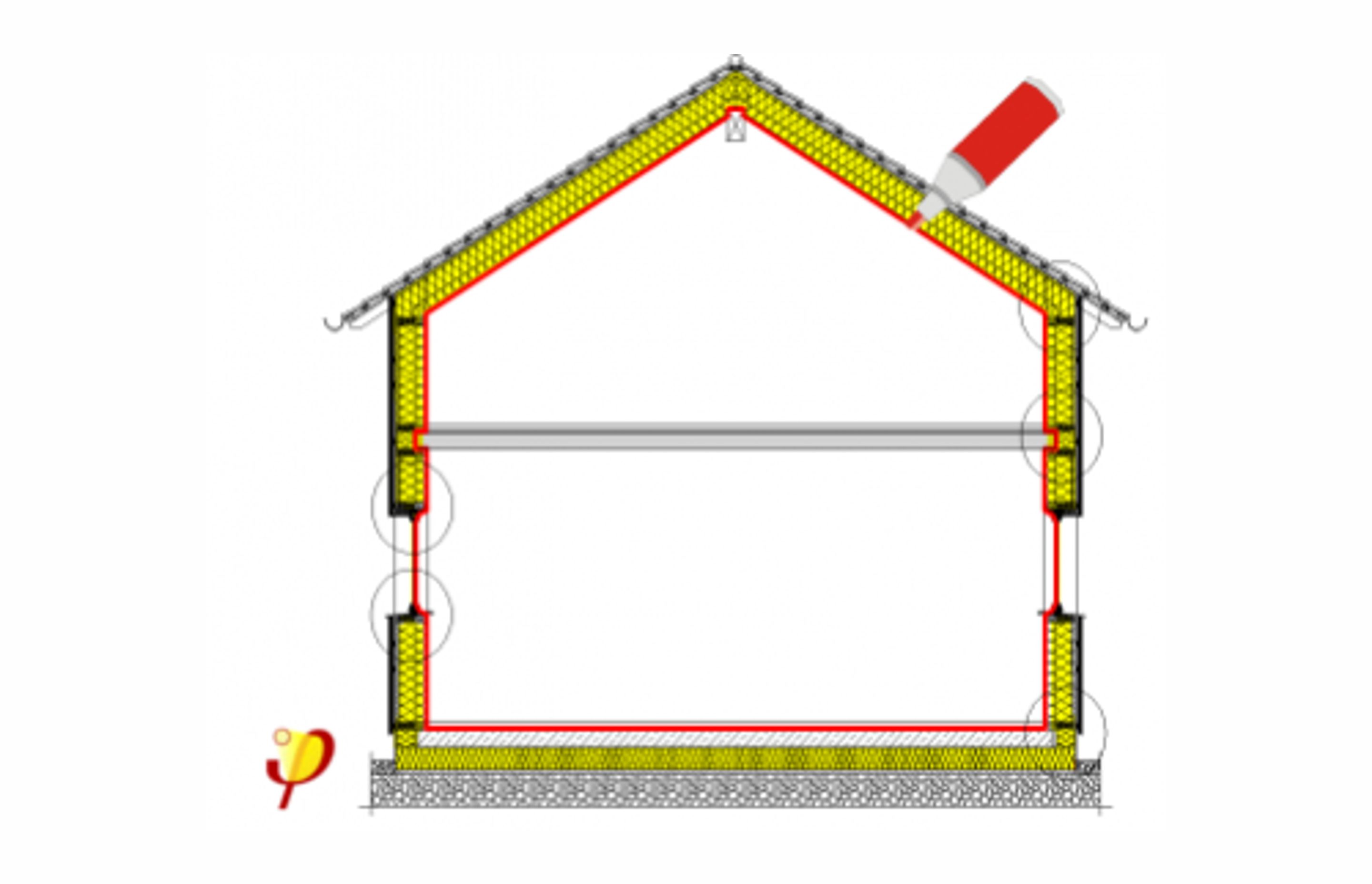 The complete building envelope wrapped in continuous insulation