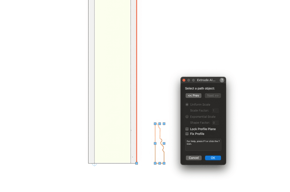 Skirting created with the Extrude Along Path command.