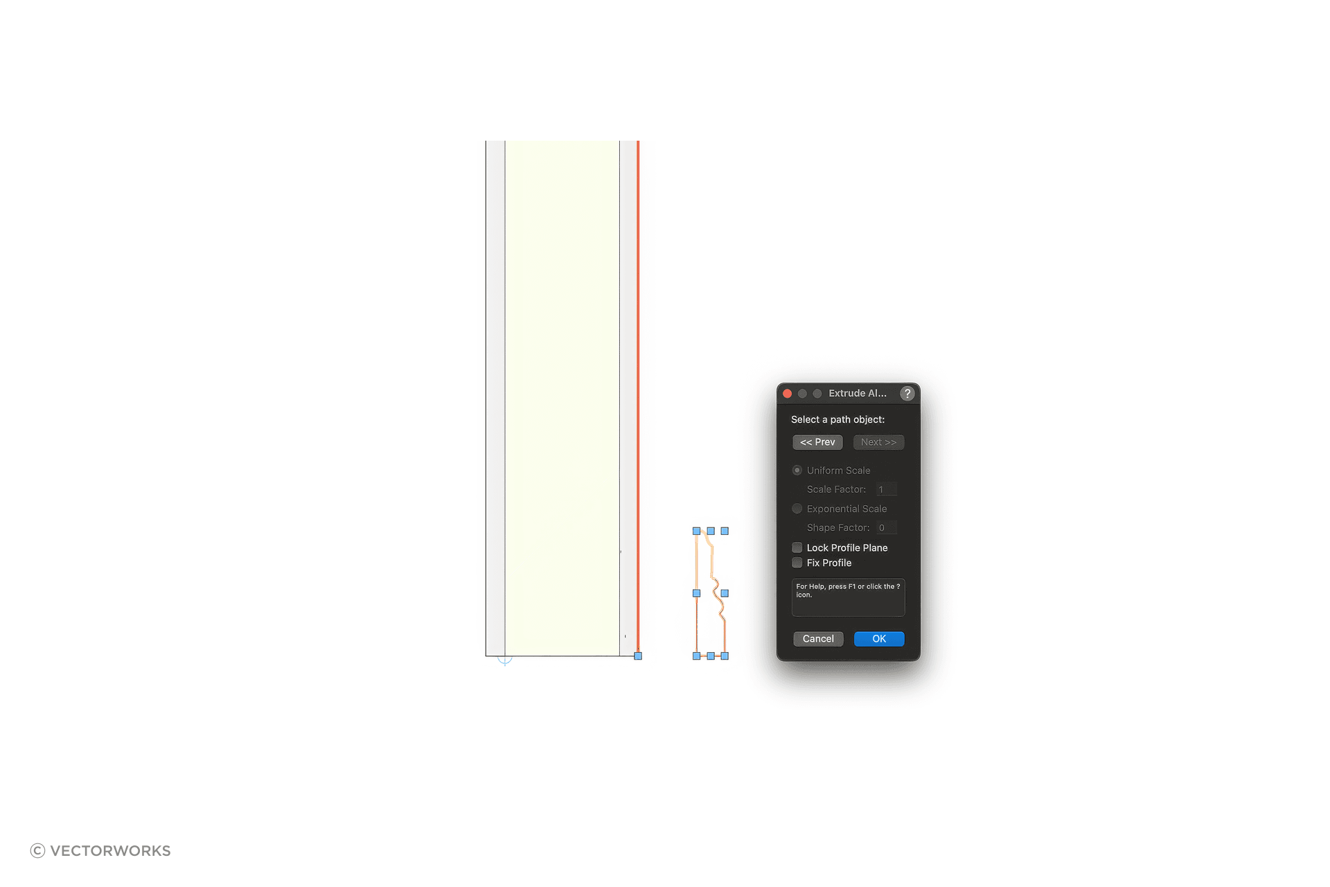 Skirting created with the Extrude Along Path command.