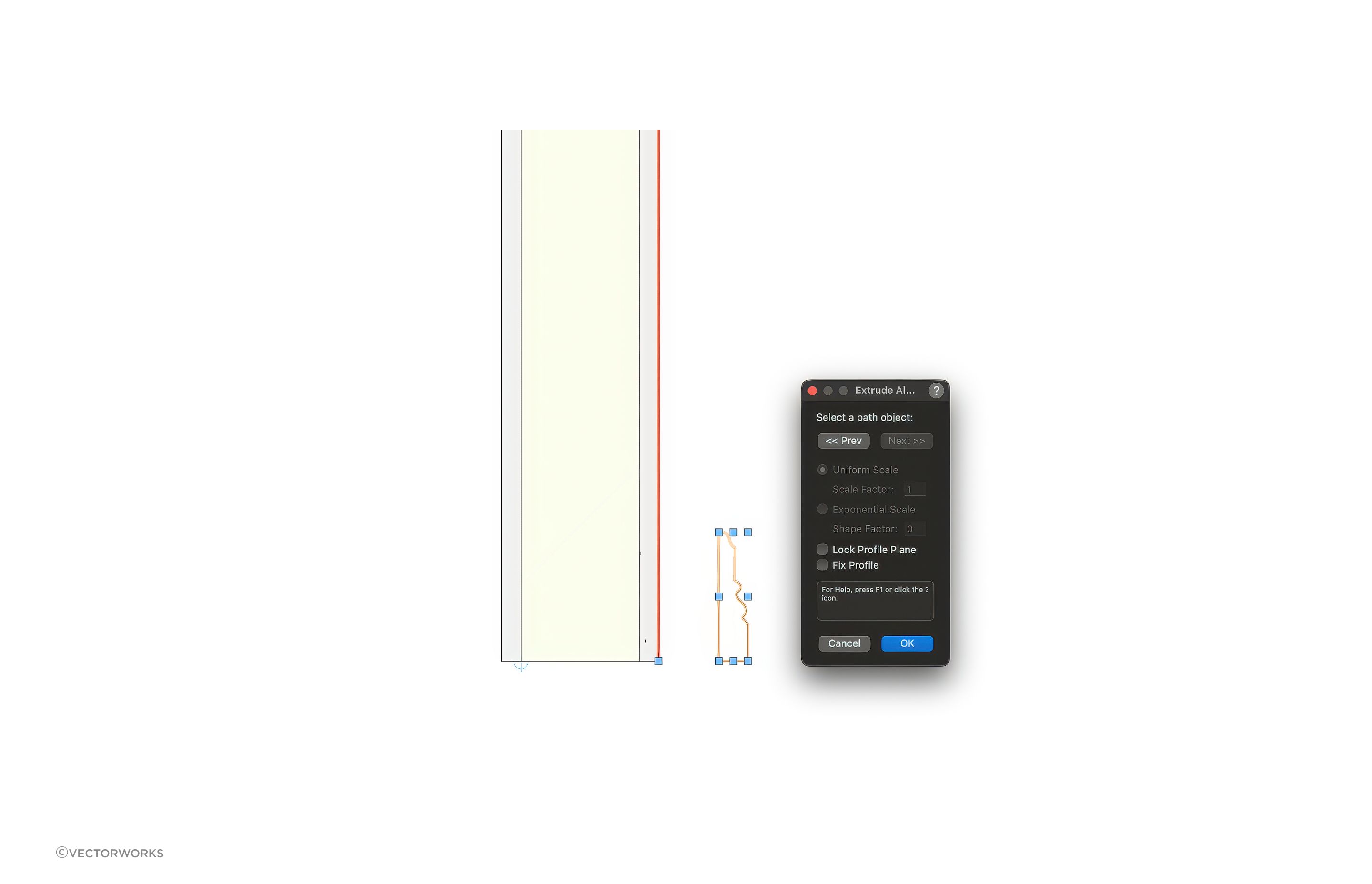 Skirting created with the Extrude Along Path command.