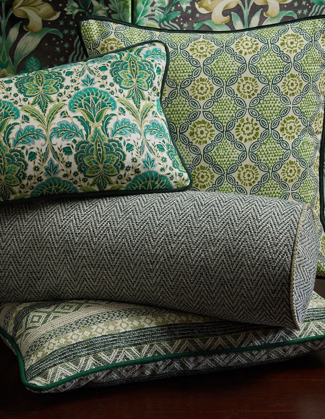 Green and jewel-toned patterns are having a moment in the interior design world.
