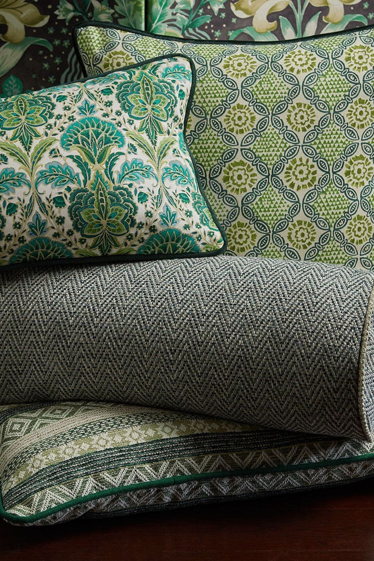 Green and jewel-toned patterns are having a moment in the interior design world.
