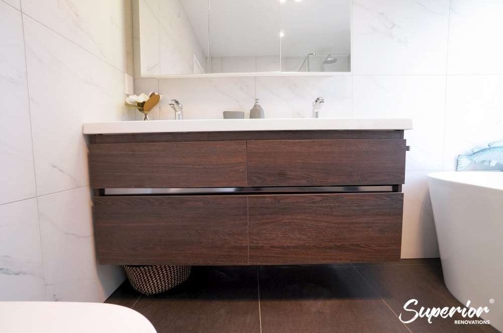 Floating Vanity in a Contemporary Style Bathroom