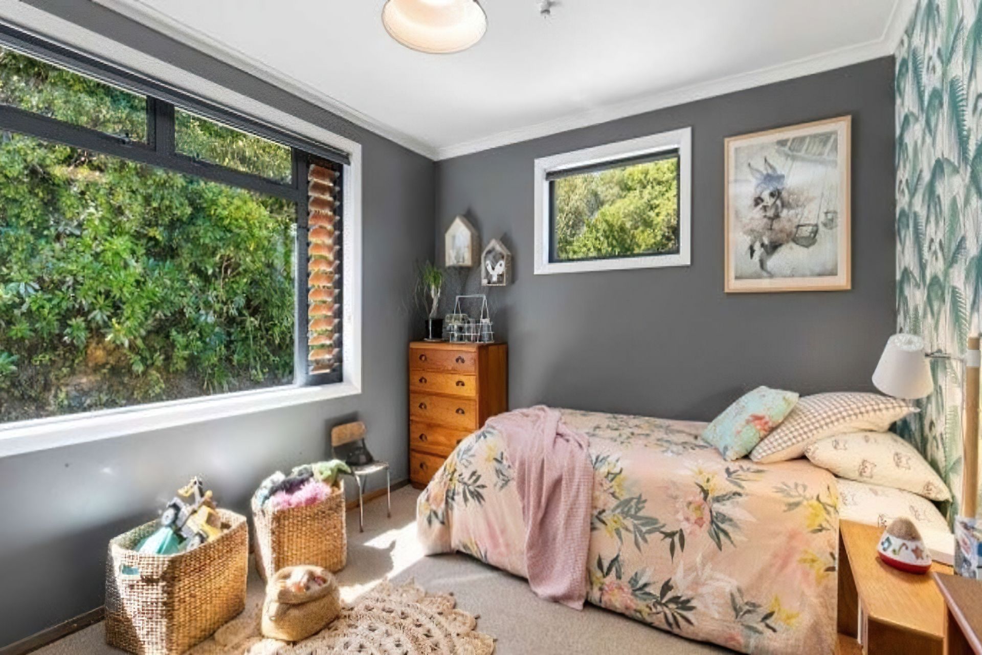 The duvet was found on special and fitted Lloyd’s daughter’s colour preference as well as the nature theme.