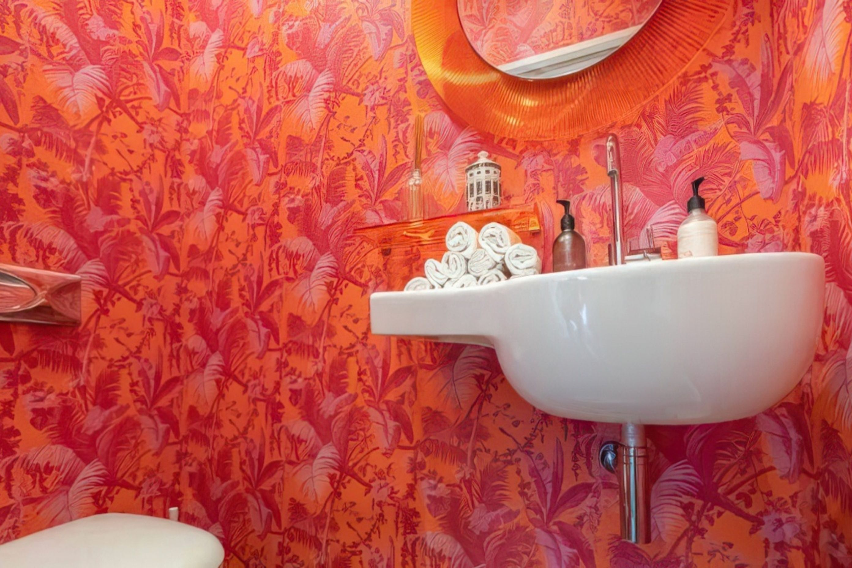 The brief for the powder room began with the mirror.