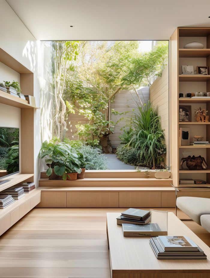 Bringing the outdoors in can make your space feel bigger. (Image generated using Midjourney.)