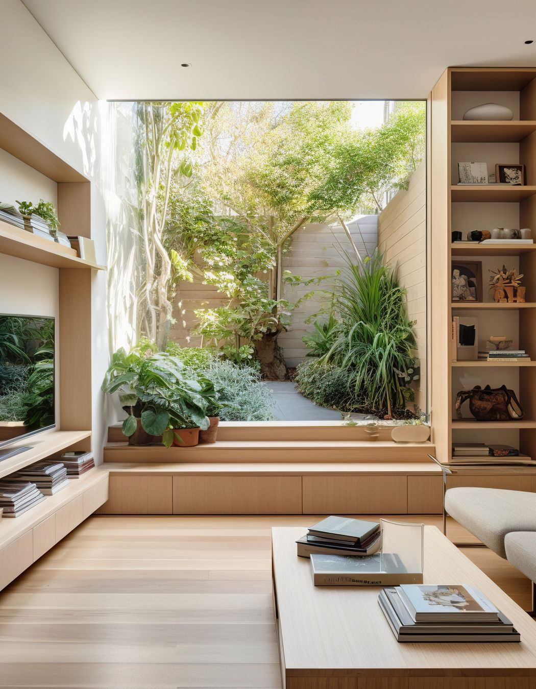 Bringing the outdoors in can make your space feel bigger. (Image generated using Midjourney.)