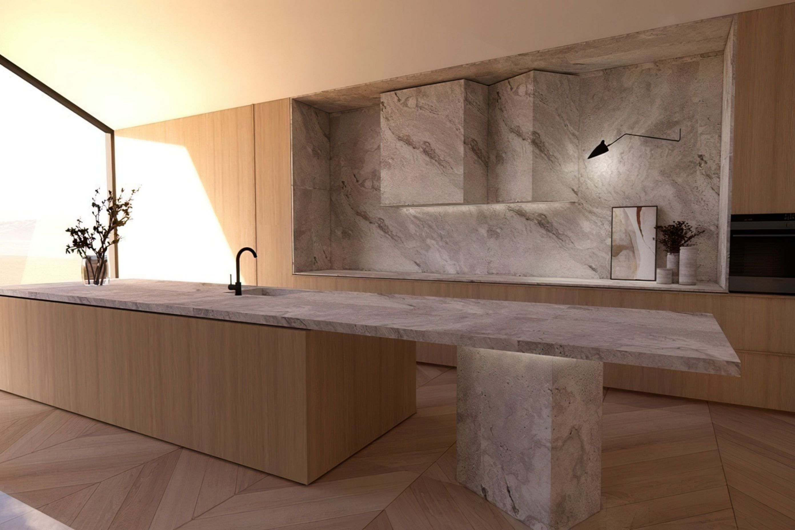 ﻿Image Credit:  Fable Design | Statement Stone Kitchen
