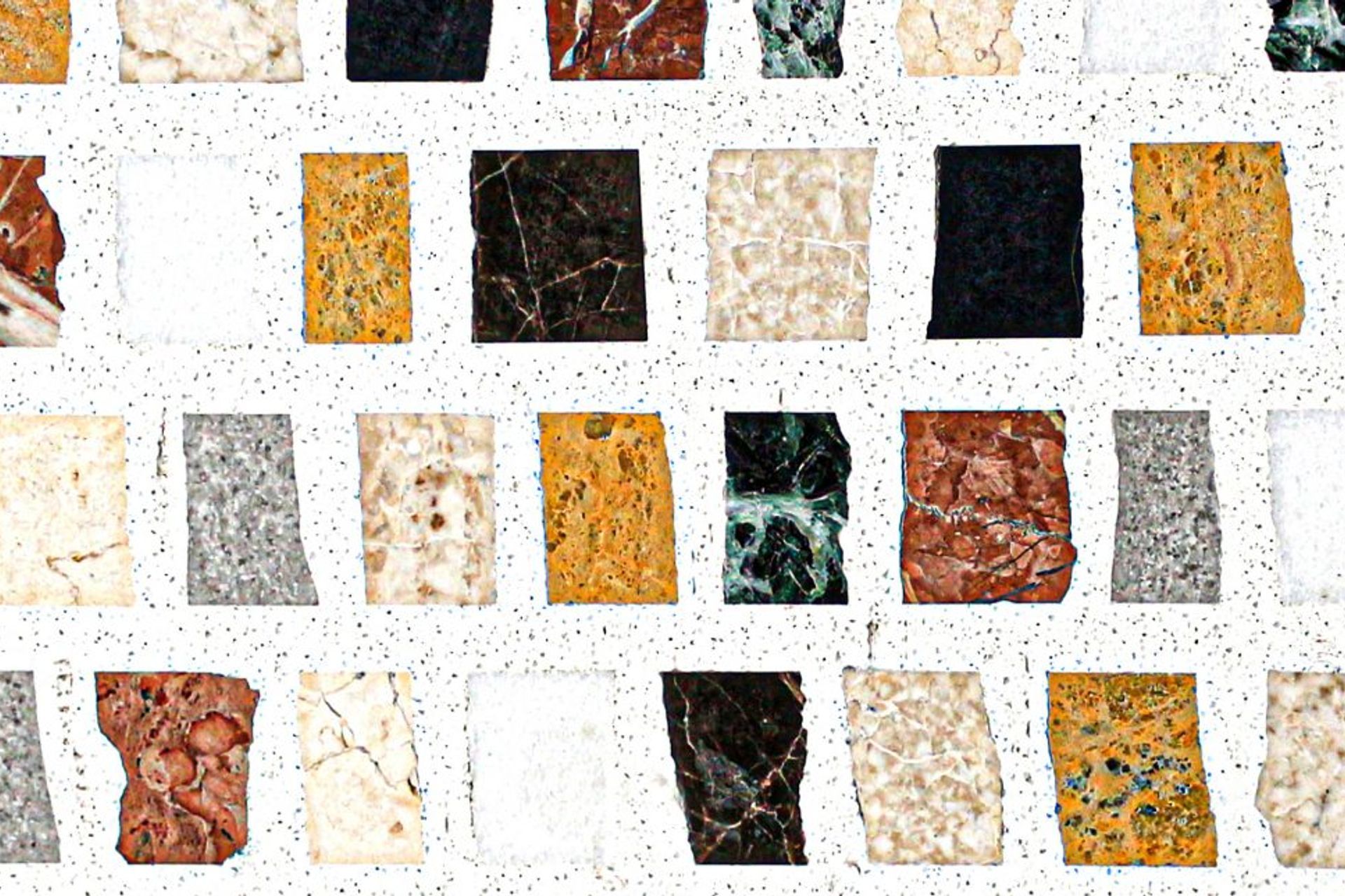 Terrazzo tiles offer an intriguing textured surface.