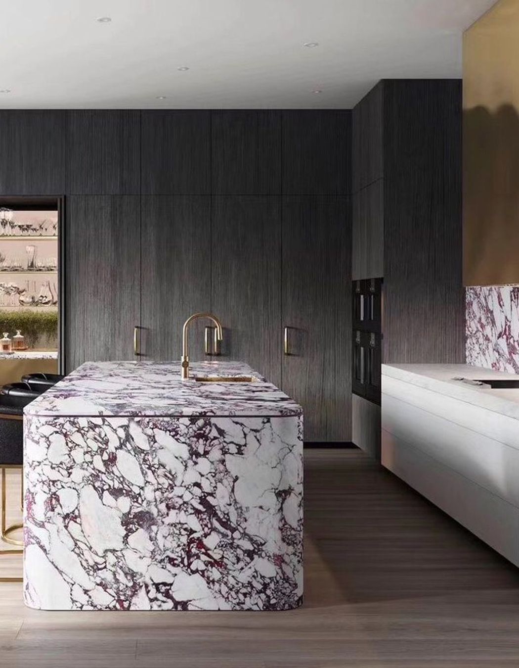 Marble surfaces showcase the beauty of the raw material