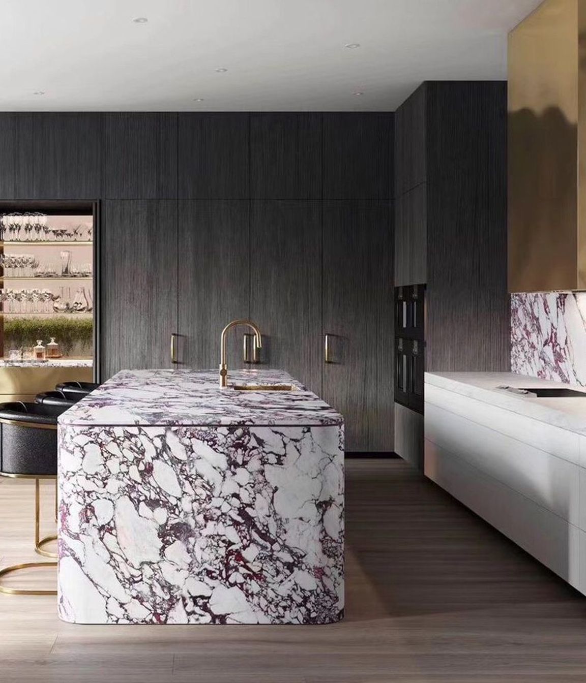 Marble surfaces showcase the beauty of the raw material