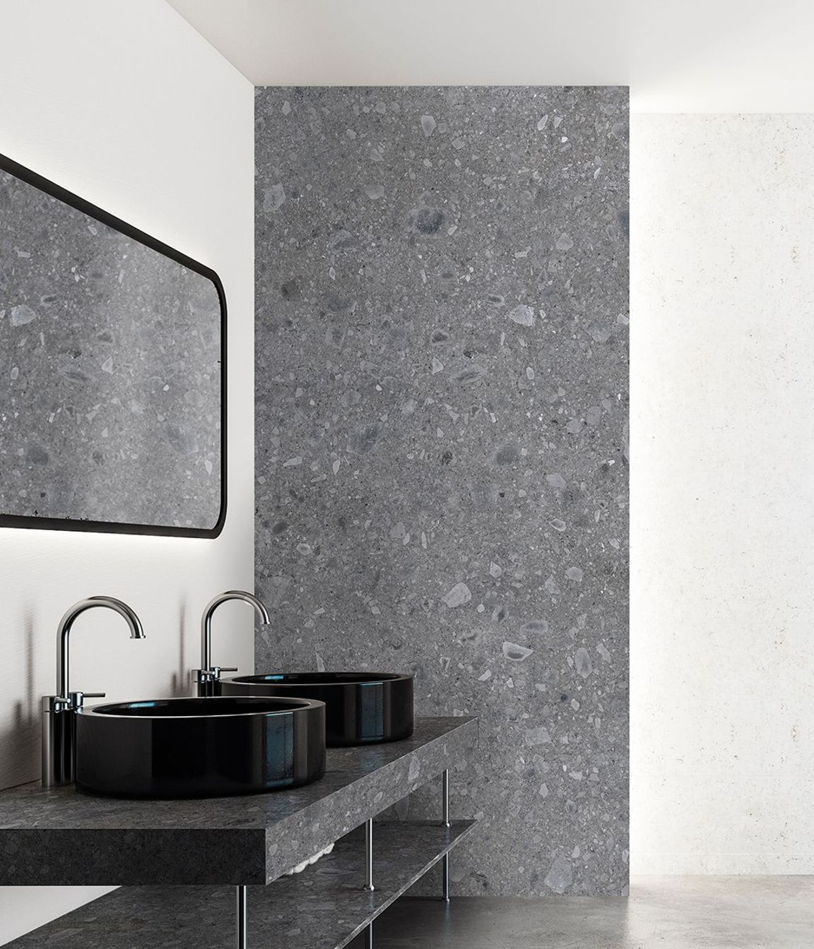 Porcelain tiles look great on bathroom walls.