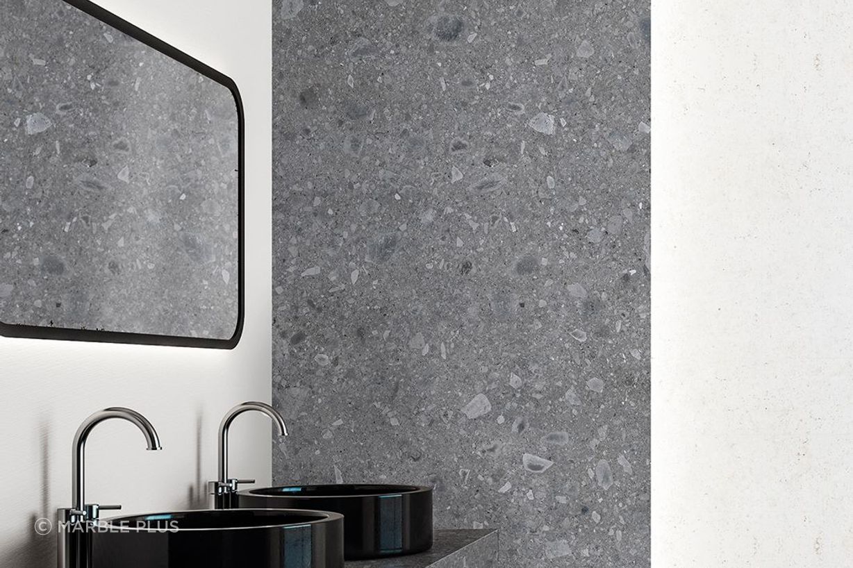Porcelain tiles look great on bathroom walls.