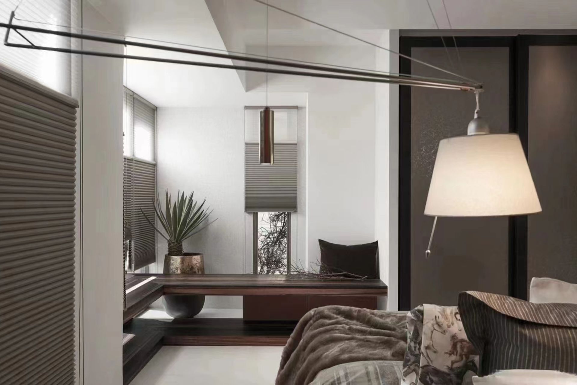 Honeycomb blinds introduce a soft, high fashion aesthetic.