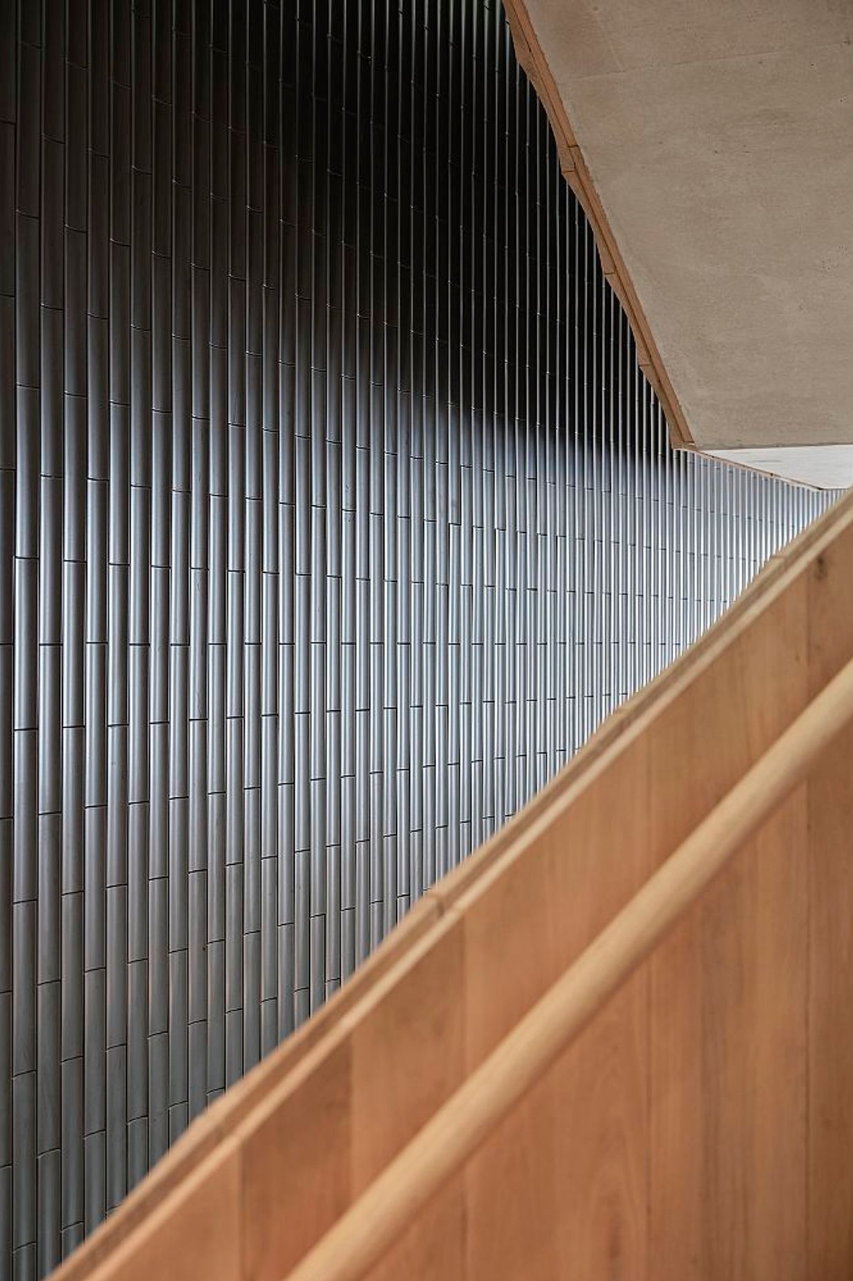 Custom INAX Yumon scalloped tiles. Phoenix Gallery by John Wardle Architects
