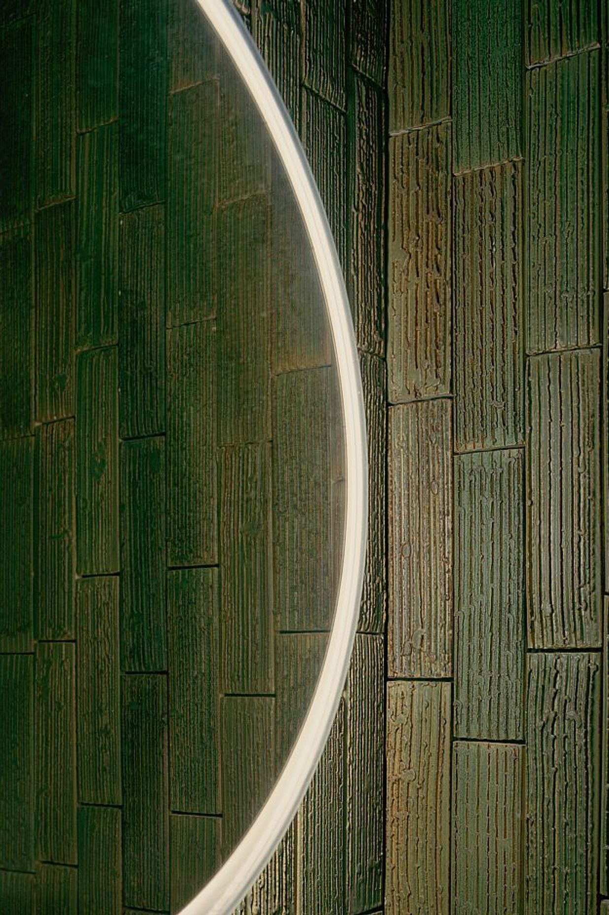 Custom Japanese ceramic green bamboo tiles. Kew Residence by John Wardle Architects