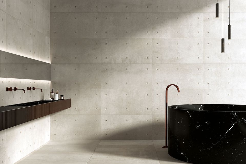 Tile design can be sychronised between floor and wall tiles.