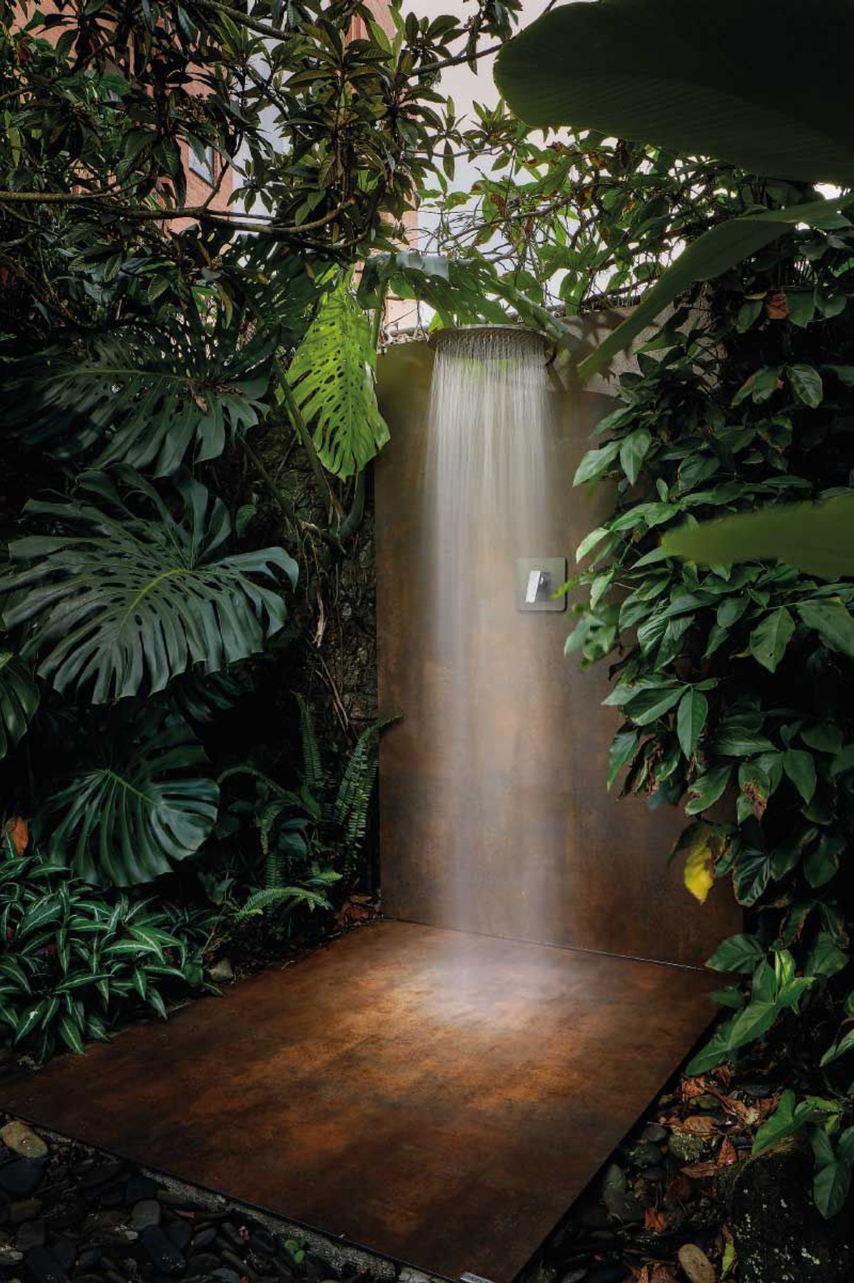 The keys to a bathroom boasting nature