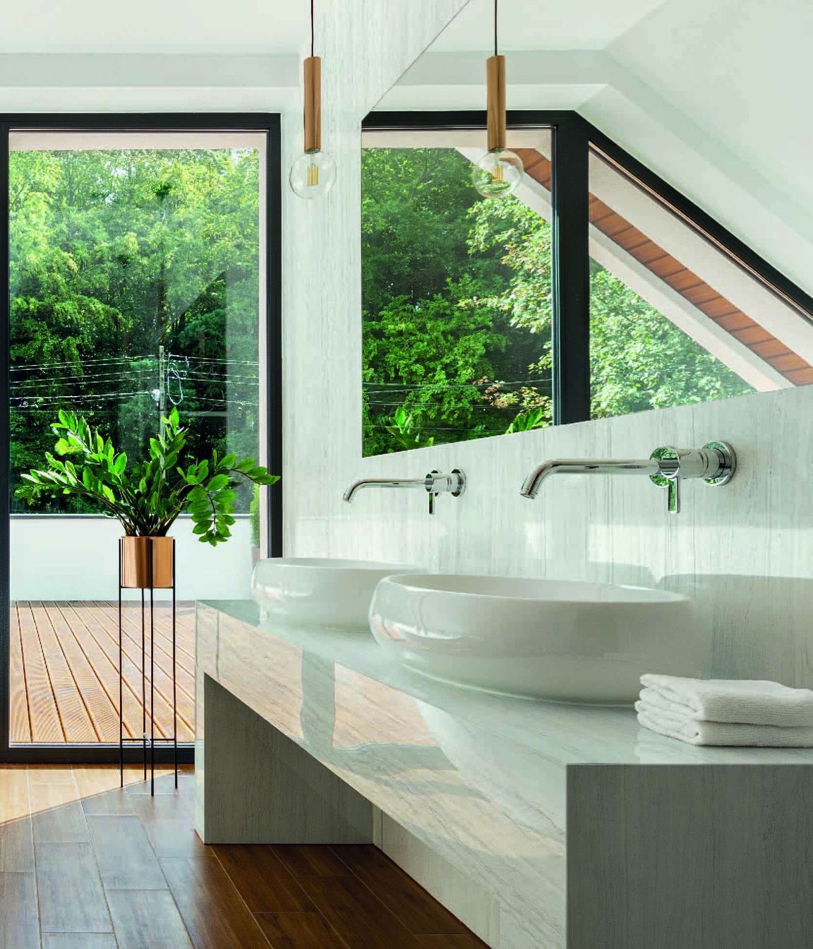 The keys to a bathroom boasting nature