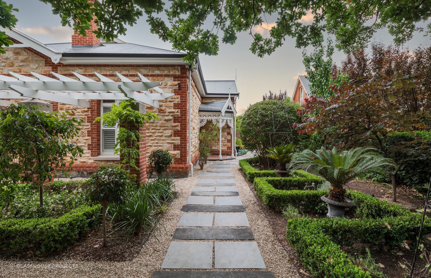 Front yard landscaping design can be centred around pots and plants
