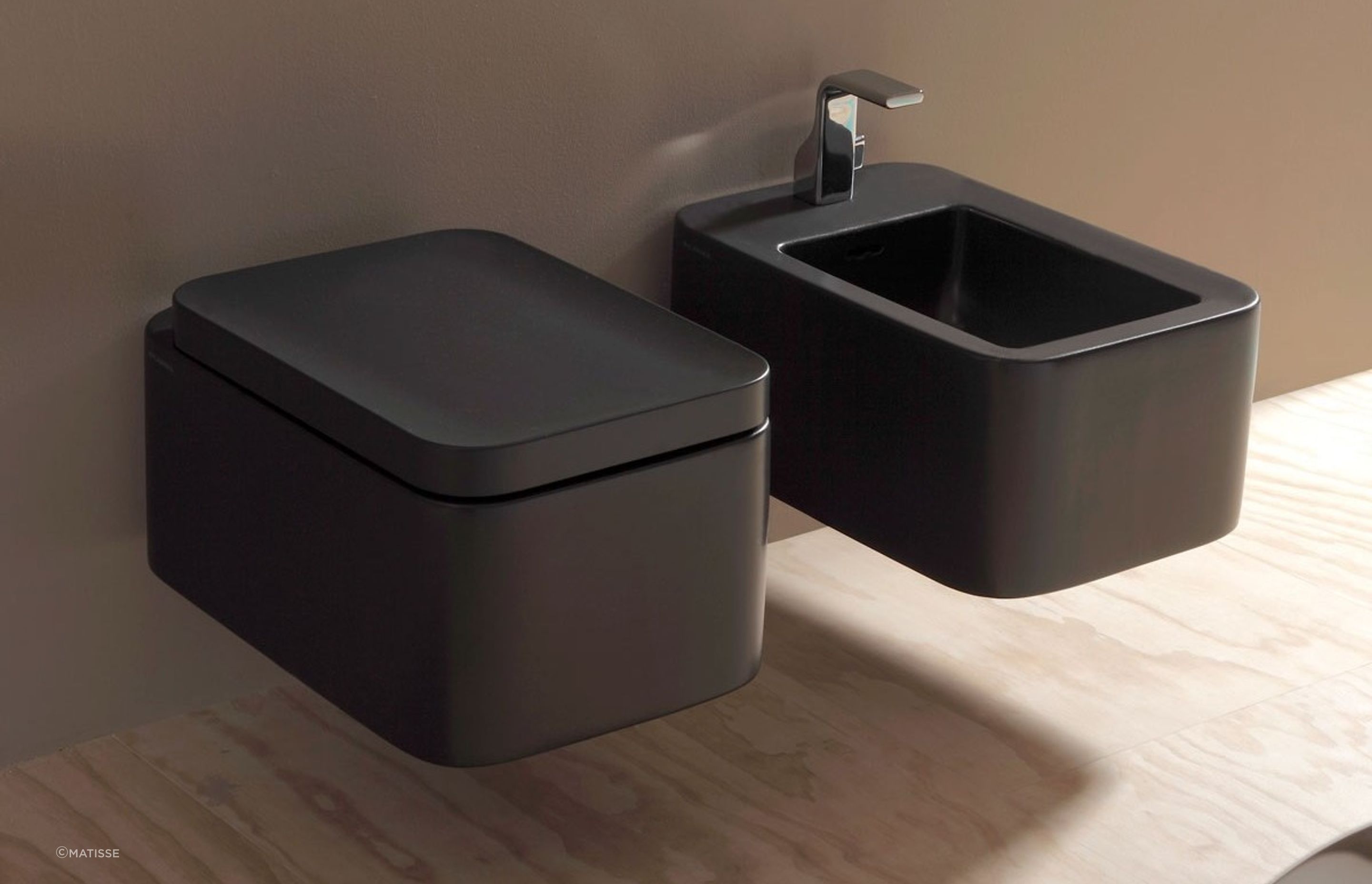 A great example of the diversity one gets with toilet seats in this modern wall hung Nile Toilet by Flaminia