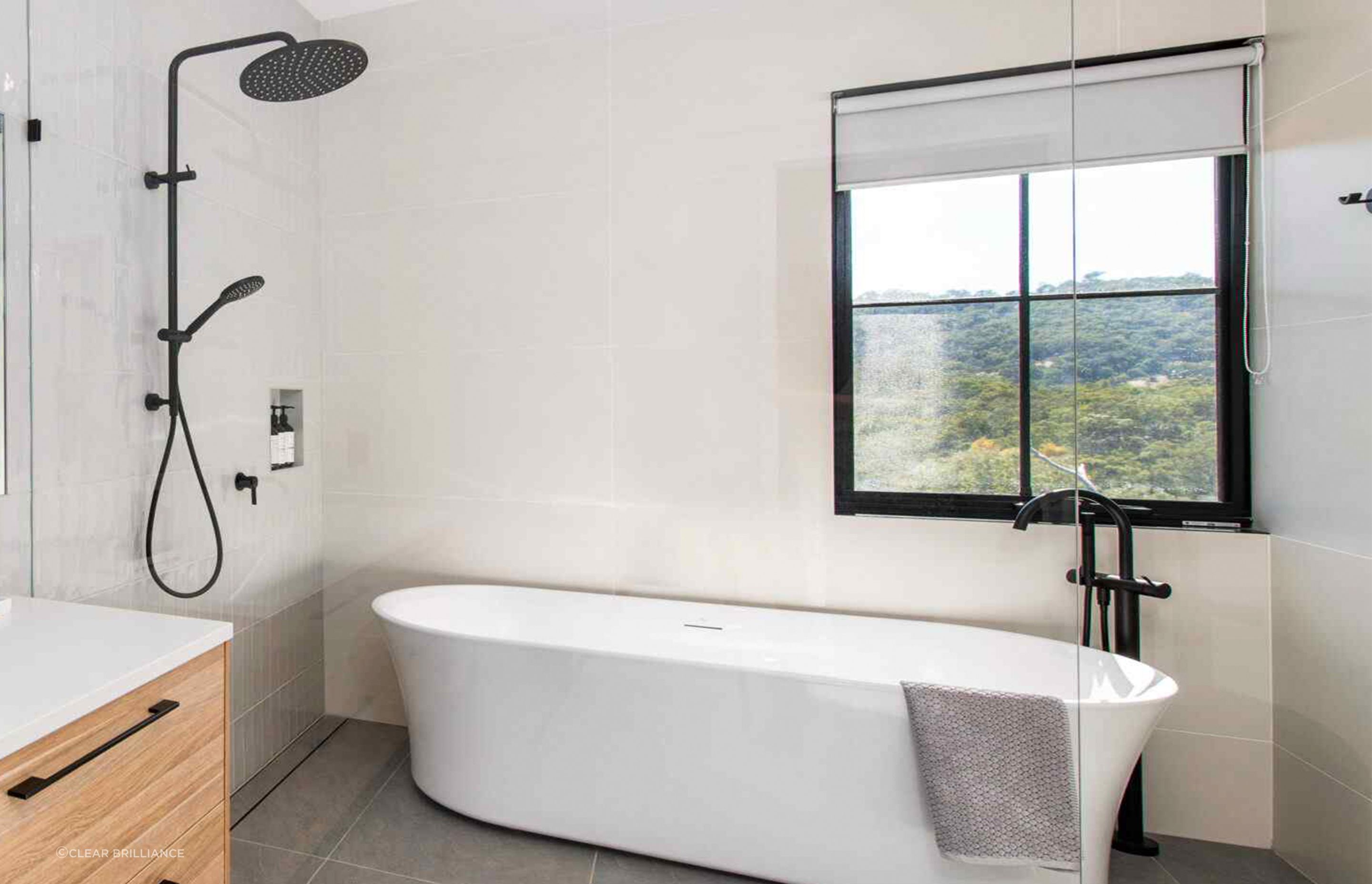 A frameless shower screen is a stylish option for bath and shower areas. Featured Product: Frameless Glass Shower Screen - Clear Brilliance