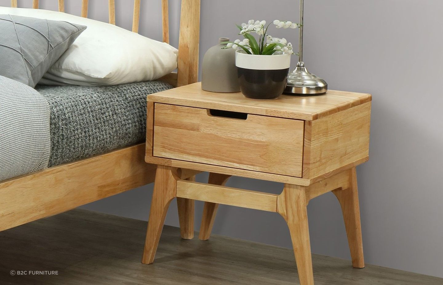 Hardwood bedside tables showcase the natural beauty of different hardwoods such as timber. Featured product: Paris Hardwood Bedside Table