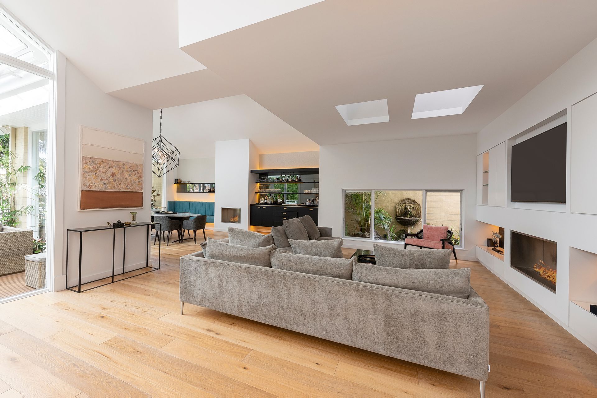 An engineered timber floor looks great in living spaces.