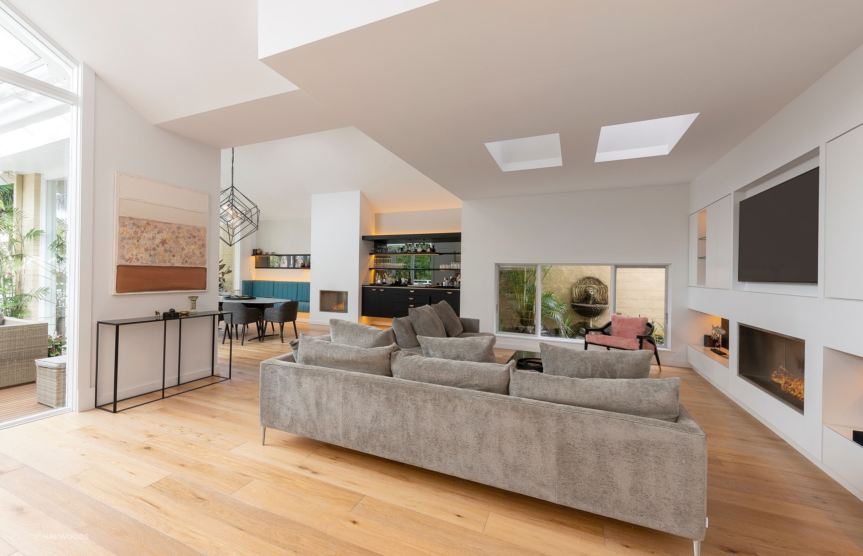 An engineered timber floor looks great in living spaces.