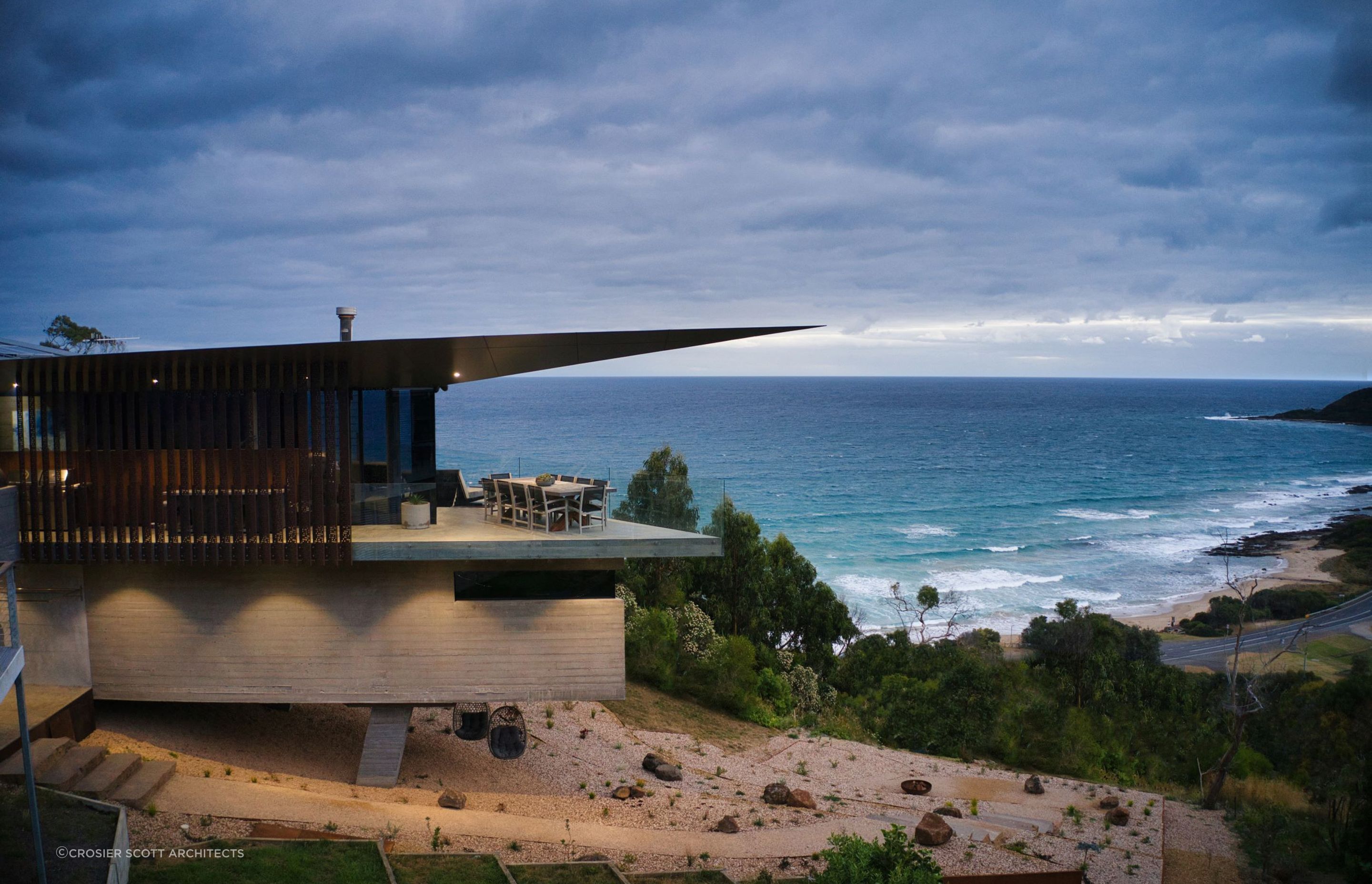 A captivating view of the roaring ocean below.