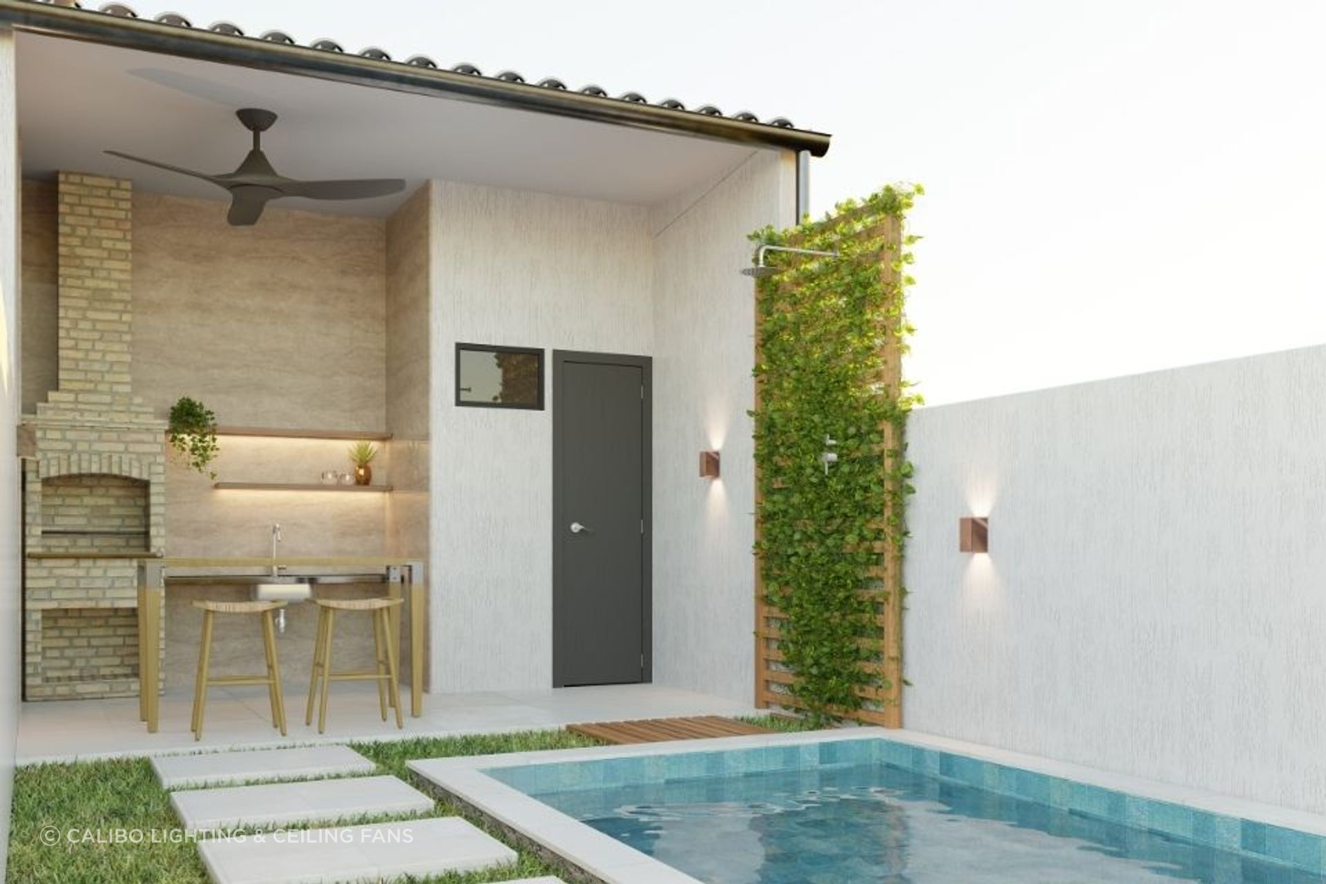 The lighter the space, the more a dark ceiling fan earns its place. Calibo CloudFan in Black — presence without weight.