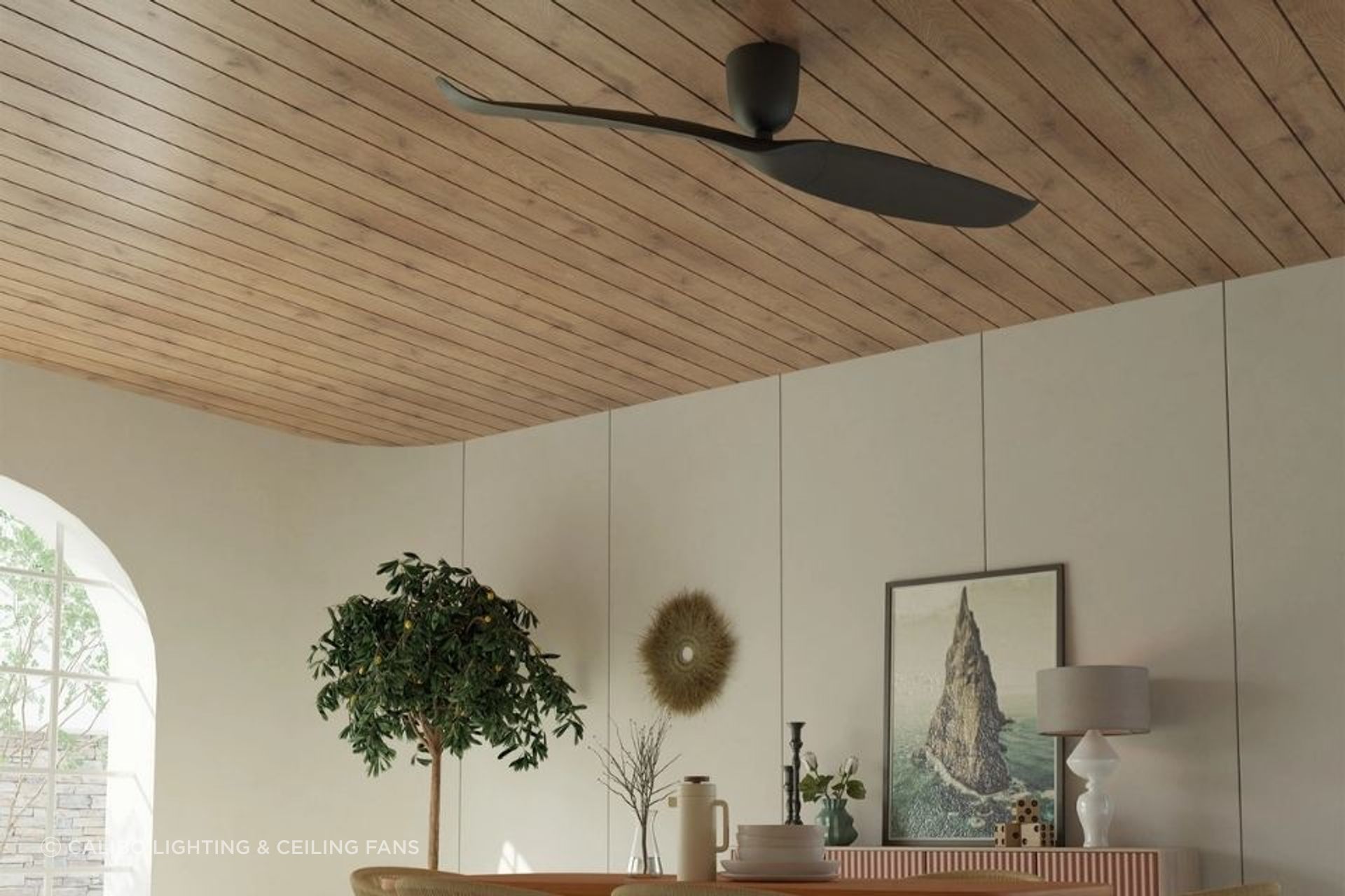 Design that reads as sculpture as much as appliance: The Aeratron AE2+ — two blades, Swiss-German engineering, near-silent DC performance.