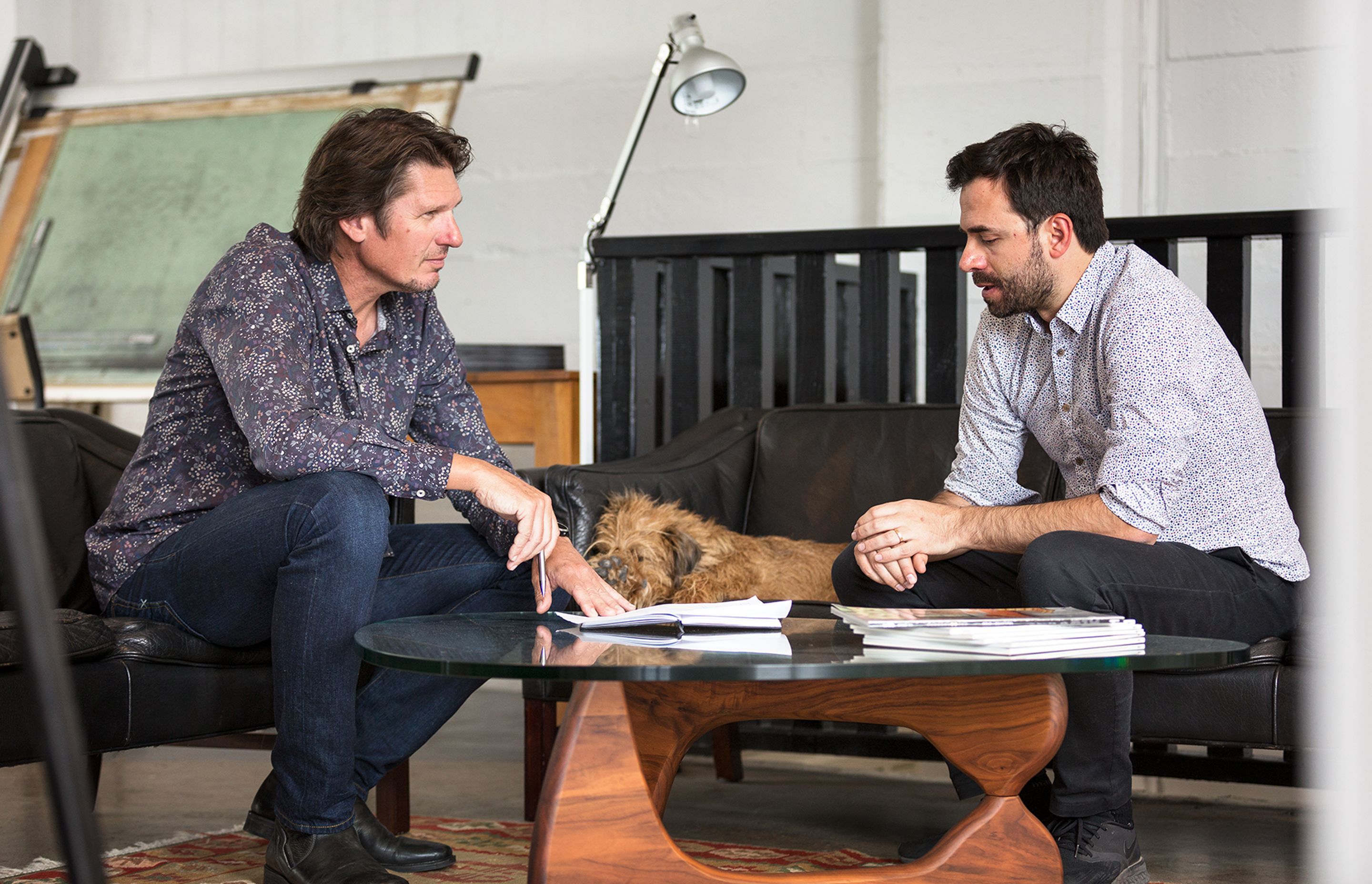 Directors of Hoxha Bailey Architects, Jason Bailey (left) and Pashtrik Hoxha (right) at their Ponsonby workspace.