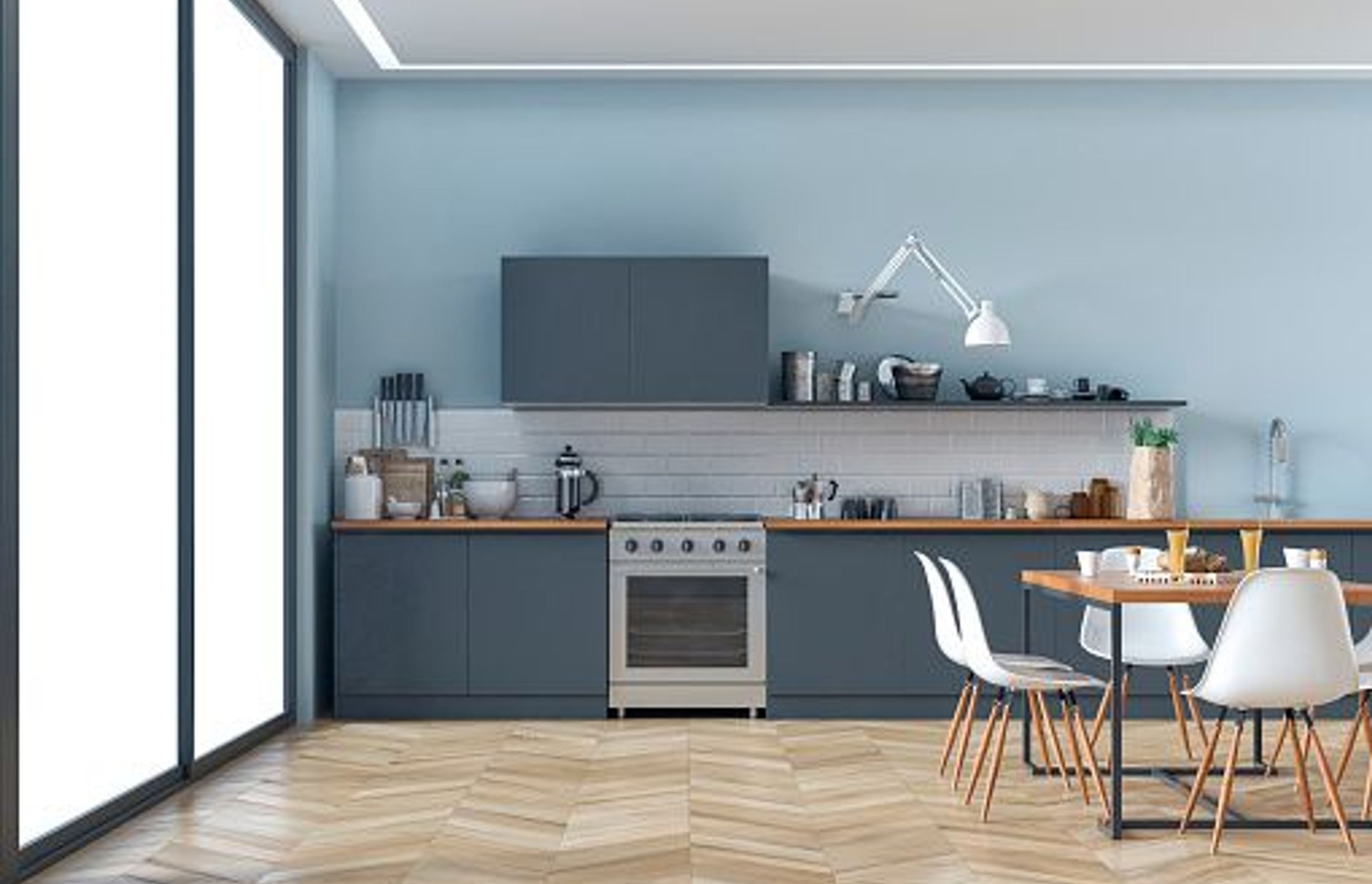 Use of Different Shade of Blue in a Kitchen | Photo Credit - iStock