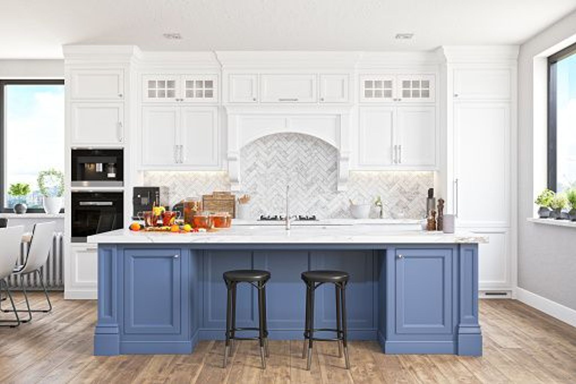 Blue and White kitchen colour combination | Photo Credit - iStock