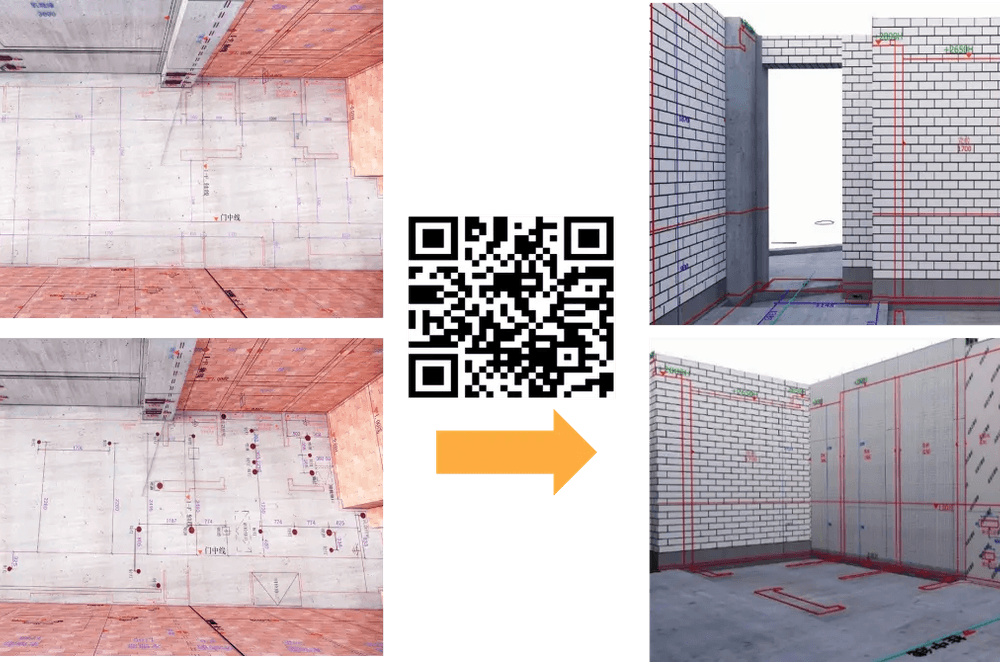 Mobile app VR visualization of construction layout