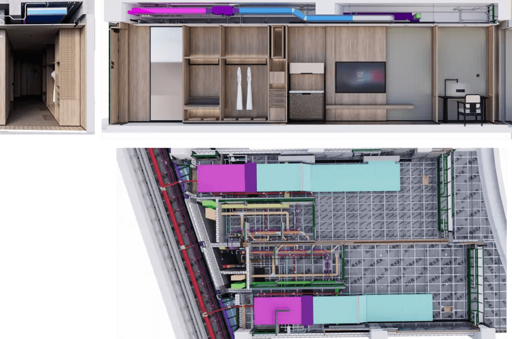 Through section analysis, the MEP piping arrangement met ceiling elevation requirements.