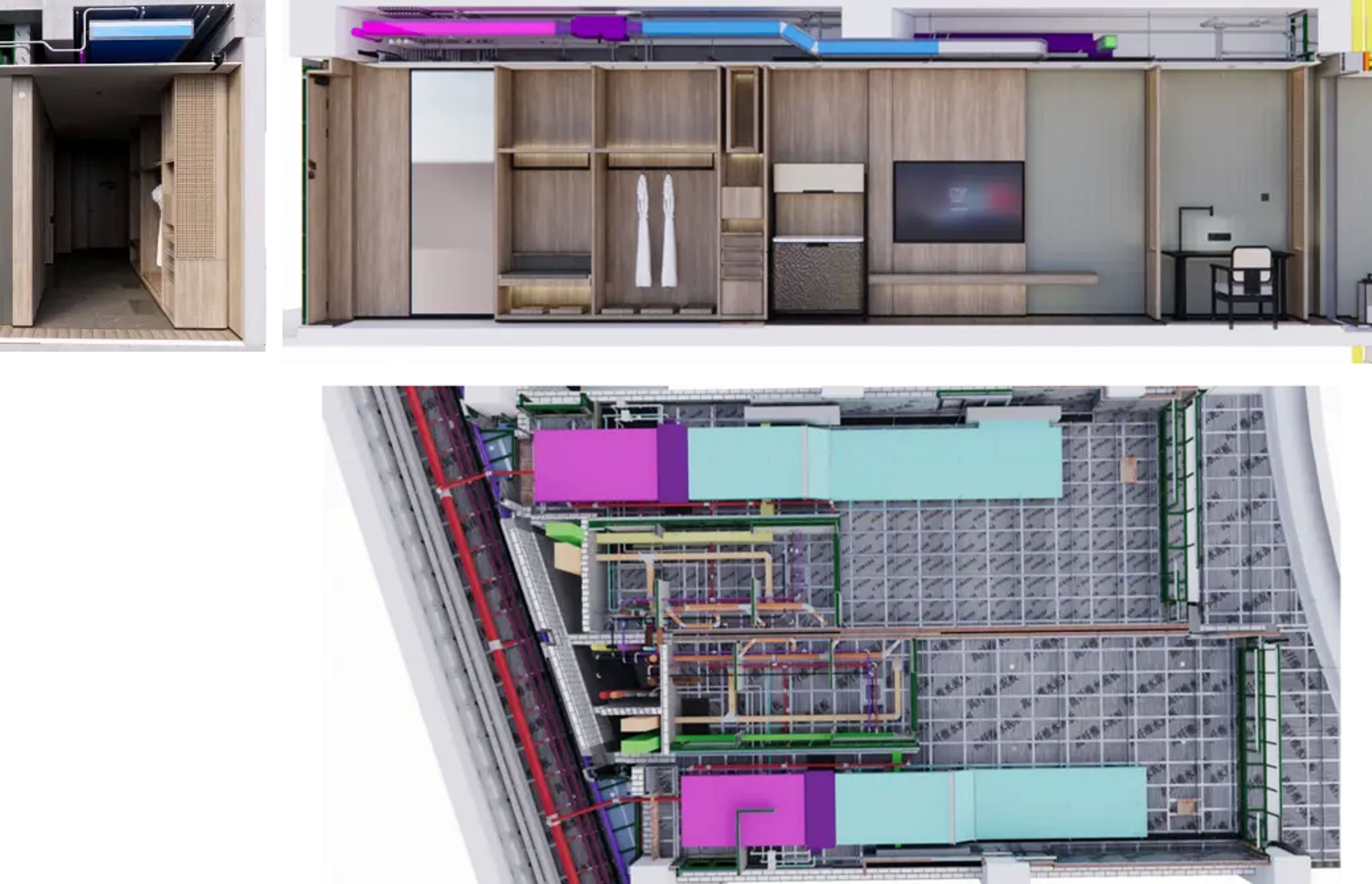 Through section analysis, the MEP piping arrangement met ceiling elevation requirements.