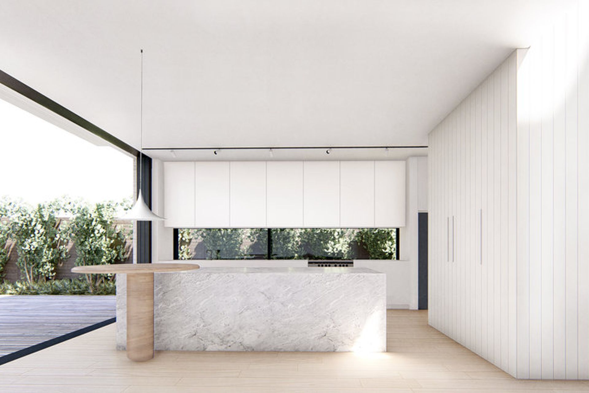 Bringing a sense of space and light into your home is key to a successful renovation. At Malvern House, we wanted to bring in light and ventilation from multiple sources, so incorporated a slot window as the kitchen splashback, as well as sliding doors opening out to the deck.