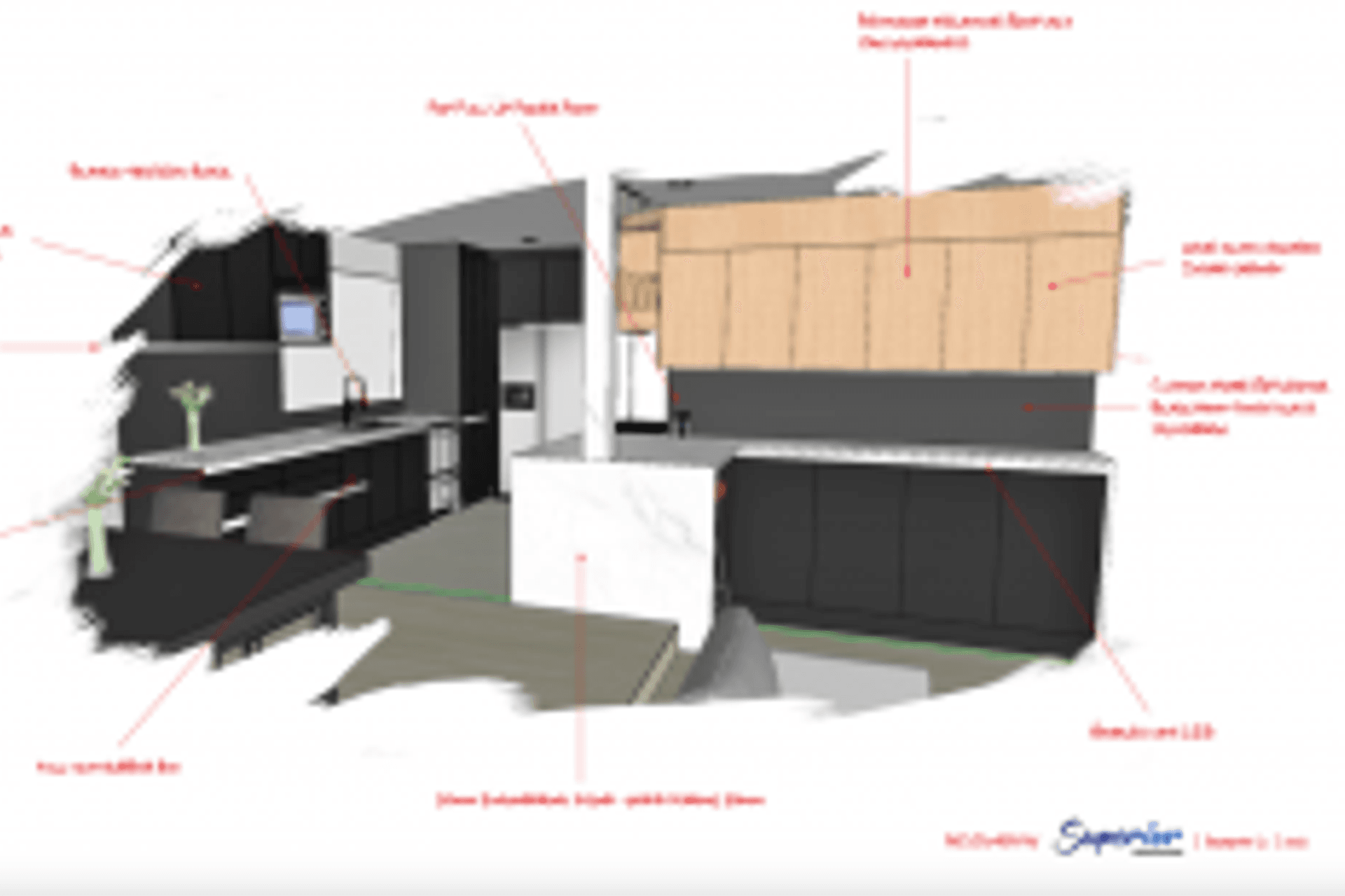 Example of our designer designing a kitchen