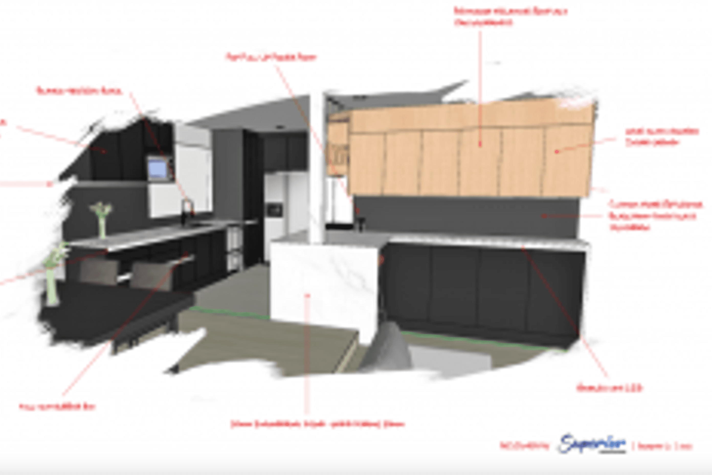Example of our designer designing a kitchen