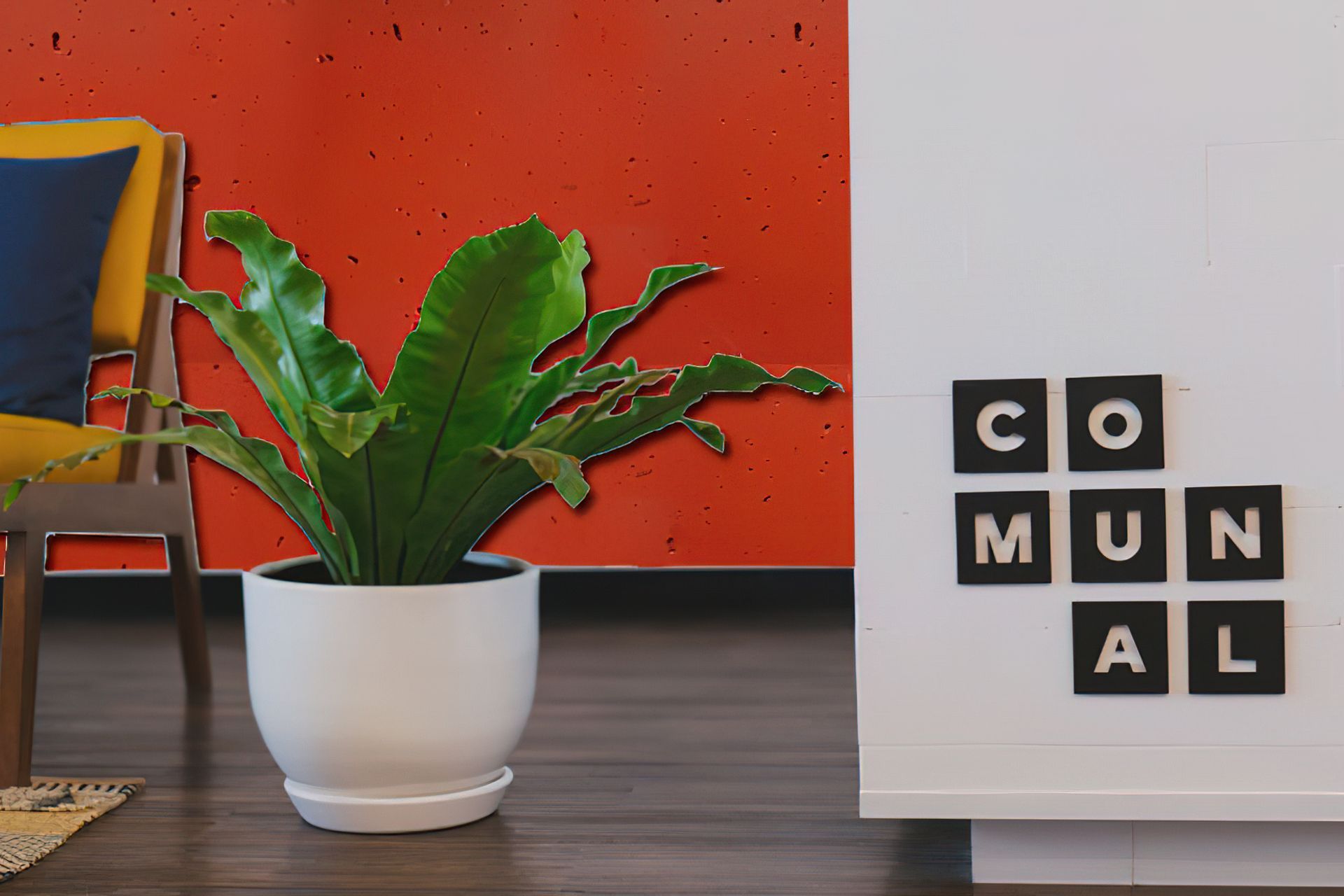 Stonini™ Pitted Concrete panels in ‘lava lava’ add warmth to a communal office space